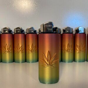 5 Custom Pot Leaf Sleeve with Lighter: CpYG-S4 (Copper Yellow Green Finish)